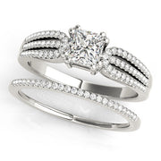 Brilliant Multi-Row Princess Diamond Engagement Ring in 10K/14K gold and platinum with certified lab-grown or natural diamonds
