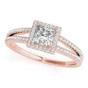 Lustrous Halo Princess Diamond Engagement Ring in 10K/14K gold and platinum with certified lab-grown or natural diamonds