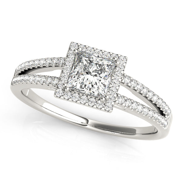 Lustrous Halo Princess Diamond Engagement Ring in 10K/14K gold and platinum with certified lab-grown or natural diamonds