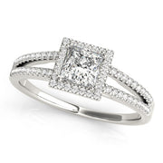 Lustrous Halo Princess Diamond Engagement Ring in 10K/14K gold and platinum with certified lab-grown or natural diamonds