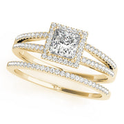 Lustrous Halo Princess Diamond Engagement Ring in 10K/14K gold and platinum with certified lab-grown or natural diamonds