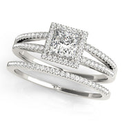 Lustrous Halo Princess Diamond Engagement Ring in 10K/14K gold and platinum with certified lab-grown or natural diamonds