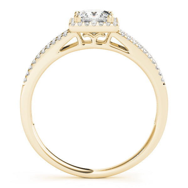 Lustrous Halo Princess Diamond Engagement Ring in 10K/14K gold and platinum with certified lab-grown or natural diamonds