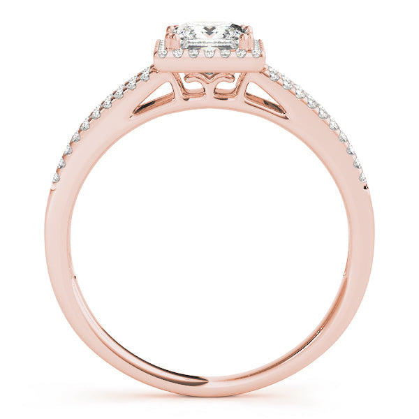 Lustrous Halo Princess Diamond Engagement Ring in 10K/14K gold and platinum with certified lab-grown or natural diamonds