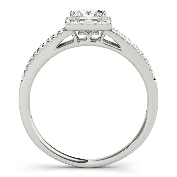 Lustrous Halo Princess Diamond Engagement Ring in 10K/14K gold and platinum with certified lab-grown or natural diamonds