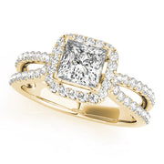 Celestial Halo Princess Diamond Engagement Ring in 10K/14K gold and platinum with certified lab-grown or natural diamonds
