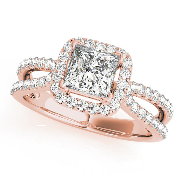 Celestial Halo Princess Diamond Engagement Ring in 10K/14K gold and platinum with certified lab-grown or natural diamonds