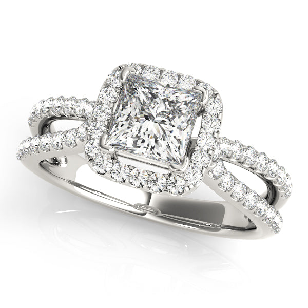 Celestial Halo Princess Diamond Engagement Ring in 10K/14K gold and platinum with certified lab-grown or natural diamonds
