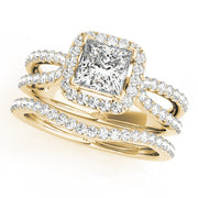 Celestial Halo Princess Diamond Engagement Ring in 10K/14K gold and platinum with certified lab-grown or natural diamonds