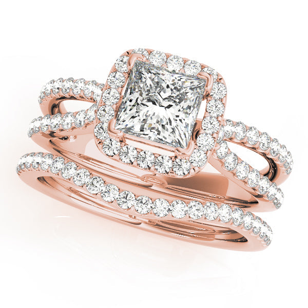 Celestial Halo Princess Diamond Engagement Ring in 10K/14K gold and platinum with certified lab-grown or natural diamonds