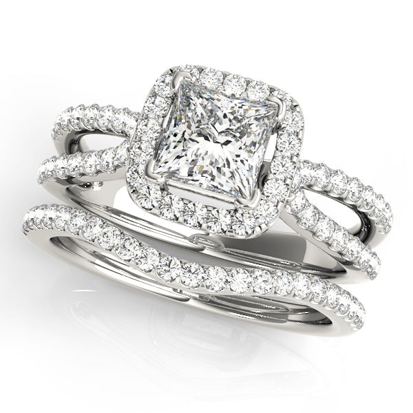 Celestial Halo Princess Diamond Engagement Ring in 10K/14K gold and platinum with certified lab-grown or natural diamonds