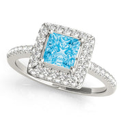 Elegant Halo Princess Diamond Engagement Ring in 10K/14K gold and platinum with certified lab-grown or natural diamonds