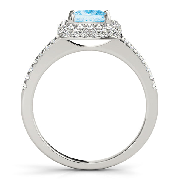 Elegant Halo Princess Diamond Engagement Ring in 10K/14K gold and platinum with certified lab-grown or natural diamonds