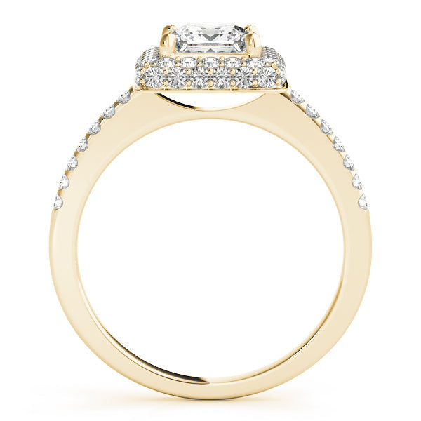 Elegant Halo Princess Diamond Engagement Ring in 10K/14K gold and platinum with certified lab-grown or natural diamonds