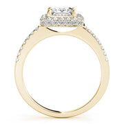 Elegant Halo Princess Diamond Engagement Ring in 10K/14K gold and platinum with certified lab-grown or natural diamonds