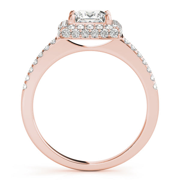 Elegant Halo Princess Diamond Engagement Ring in 10K/14K gold and platinum with certified lab-grown or natural diamonds