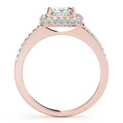 Elegant Halo Princess Diamond Engagement Ring in 10K/14K gold and platinum with certified lab-grown or natural diamonds