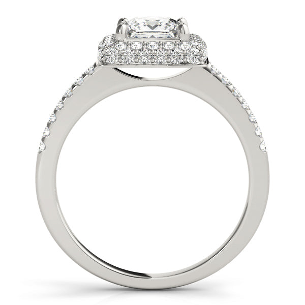 Elegant Halo Princess Diamond Engagement Ring in 10K/14K gold and platinum with certified lab-grown or natural diamonds