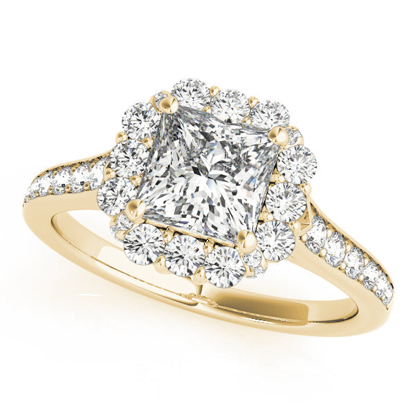 Radiant Halo Princess Diamond Engagement Ring in 10K/14K gold and platinum with certified lab-grown or natural diamonds
