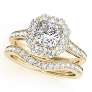 Radiant Halo Princess Diamond Engagement Ring in 10K/14K gold and platinum with certified lab-grown or natural diamonds