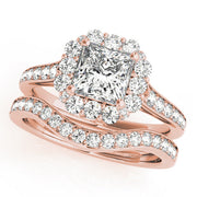 Radiant Halo Princess Diamond Engagement Ring in 10K/14K gold and platinum with certified lab-grown or natural diamonds