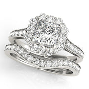 Radiant Halo Princess Diamond Engagement Ring in 10K/14K gold and platinum with certified lab-grown or natural diamonds