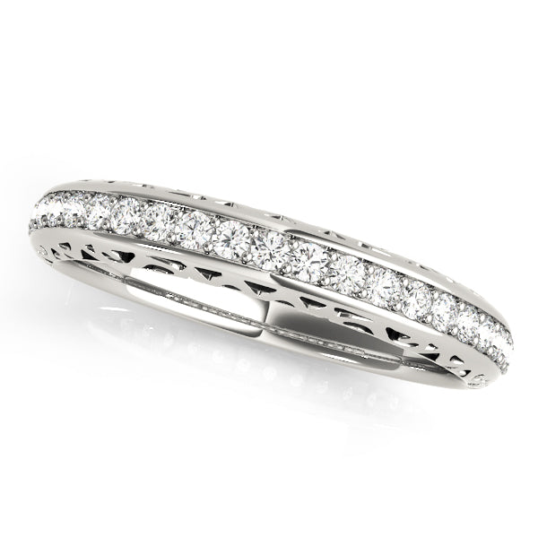 Vintage Prong in Channel Half Eternity Ring in Gold & Platinum