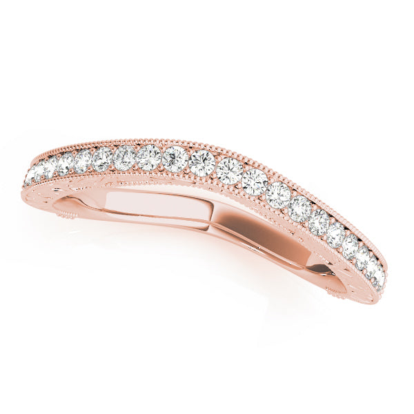 Antique Milgrain Curved Half Eternity Ring in Gold & Platinum