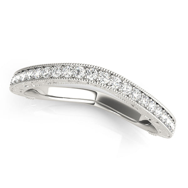 Antique Milgrain Curved Half Eternity Ring in Gold & Platinum