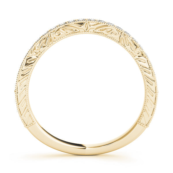 Antique Milgrain Curved Half Eternity Ring in Gold & Platinum