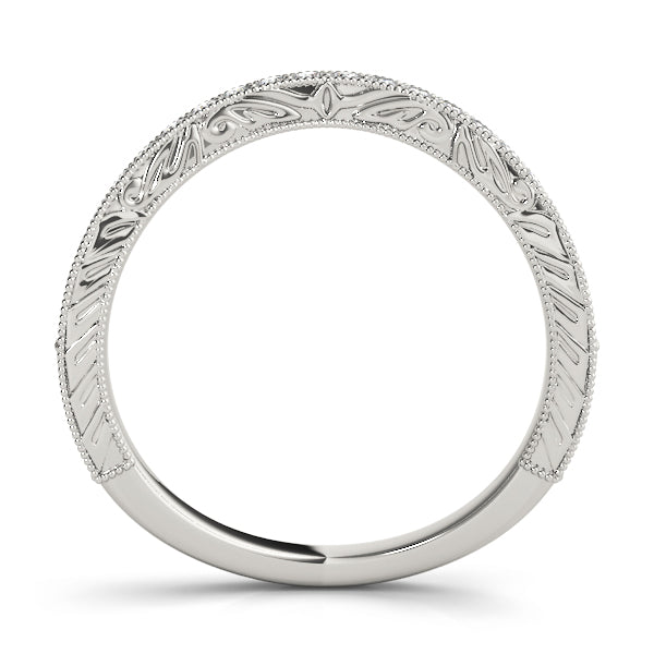 Antique Milgrain Curved Half Eternity Ring in Gold & Platinum