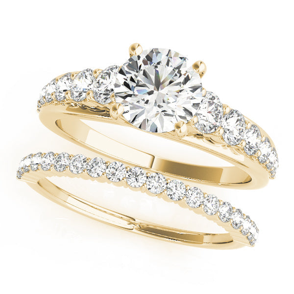Pristine Trellis Round Diamond Engagement Ring in 10K/14K gold and platinum with certified lab-grown or natural diamonds