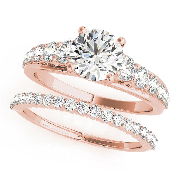 Pristine Trellis Round Diamond Engagement Ring in 10K/14K gold and platinum with certified lab-grown or natural diamonds