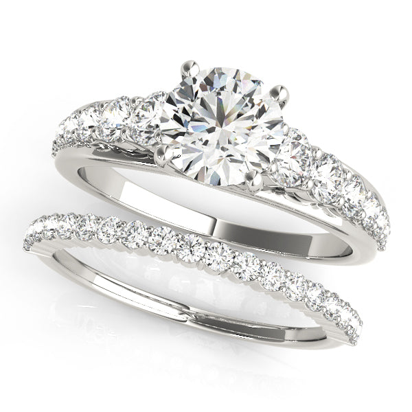Pristine Trellis Round Diamond Engagement Ring in 10K/14K gold and platinum with certified lab-grown or natural diamonds
