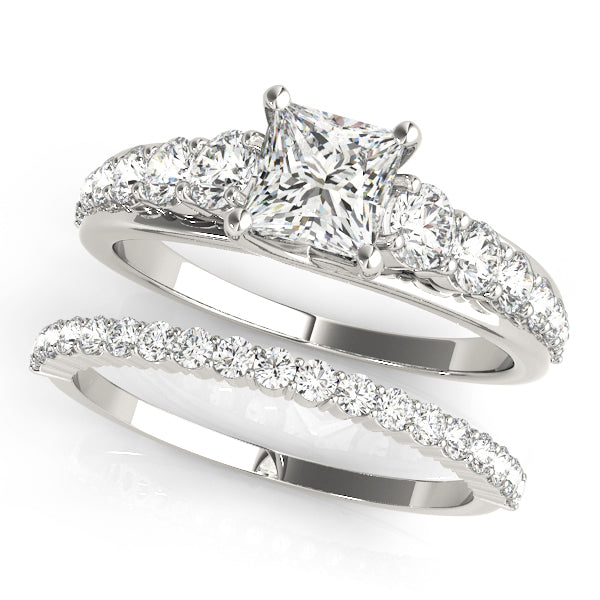Heirloom Trellis Princess Diamond Engagement Ring in 10K/14K gold and platinum with certified lab-grown or natural diamonds