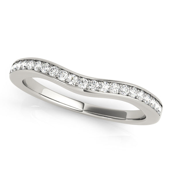 Prong in Channel Curved Half Eternity Ring in Gold & Platinum