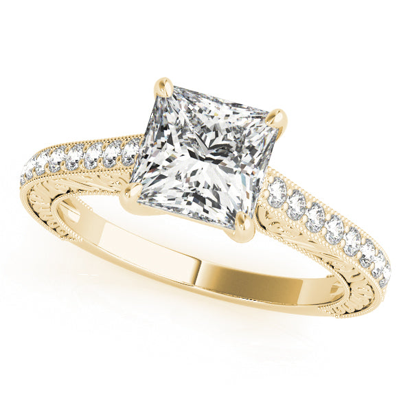 Enchanted Trellis Princess Diamond Engagement Ring in 10K/14K gold and platinum with certified lab-grown or natural diamonds