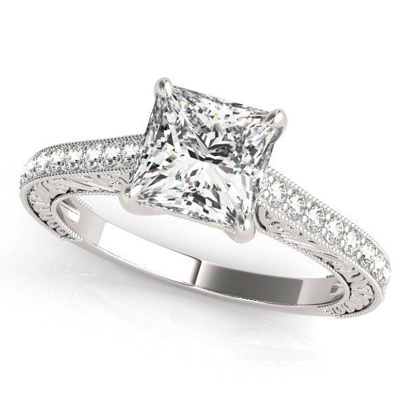 Enchanted Trellis Princess Diamond Engagement Ring in 10K/14K gold and platinum with certified lab-grown or natural diamonds