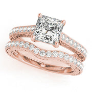 Enchanted Trellis Princess Diamond Engagement Ring in 10K/14K gold and platinum with certified lab-grown or natural diamonds