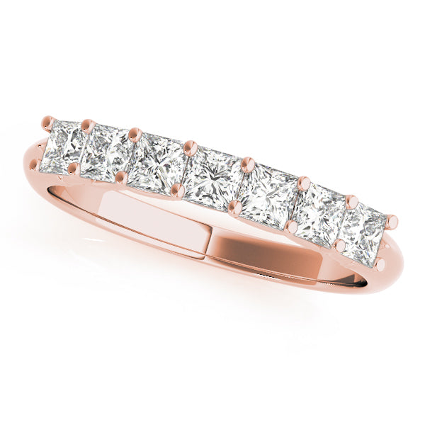 7-Stone Princess Cut Half Eternity Ring in Gold & Platinum