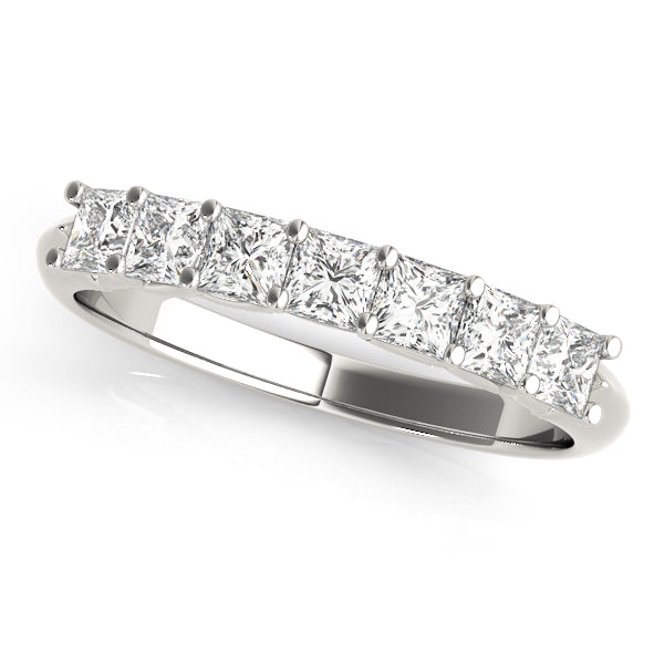 7-Stone Princess Cut Half Eternity Ring in Gold & Platinum