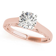 Heirloom Solitaire W Filigrie Round Diamond Engagement Ring in 10K/14K gold and platinum with certified lab-grown or natural diamonds
