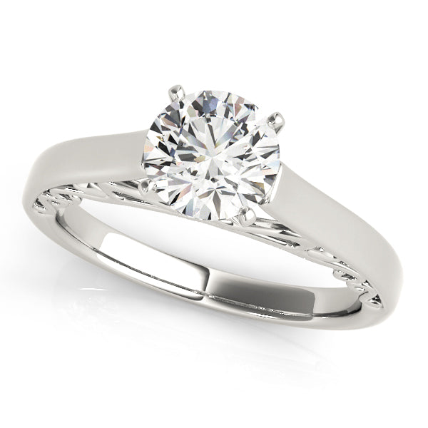 Heirloom Solitaire W Filigrie Round Diamond Engagement Ring in 10K/14K gold and platinum with certified lab-grown or natural diamonds
