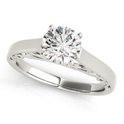 Heirloom Solitaire W Filigrie Round Diamond Engagement Ring in 10K/14K gold and platinum with certified lab-grown or natural diamonds