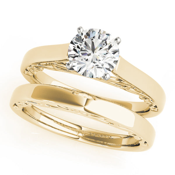 Heirloom Solitaire W Filigrie Round Diamond Engagement Ring in 10K/14K gold and platinum with certified lab-grown or natural diamonds