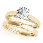 Heirloom Solitaire W Filigrie Round Diamond Engagement Ring in 10K/14K gold and platinum with certified lab-grown or natural diamonds