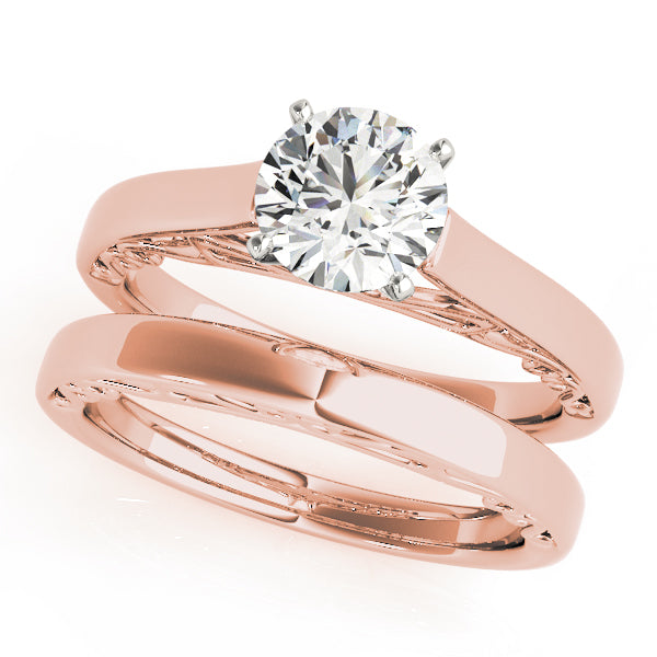 Heirloom Solitaire W Filigrie Round Diamond Engagement Ring in 10K/14K gold and platinum with certified lab-grown or natural diamonds