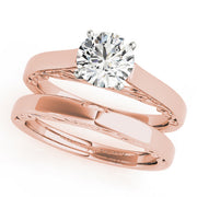 Heirloom Solitaire W Filigrie Round Diamond Engagement Ring in 10K/14K gold and platinum with certified lab-grown or natural diamonds
