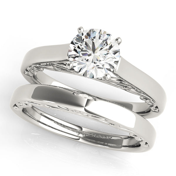 Heirloom Solitaire W Filigrie Round Diamond Engagement Ring in 10K/14K gold and platinum with certified lab-grown or natural diamonds