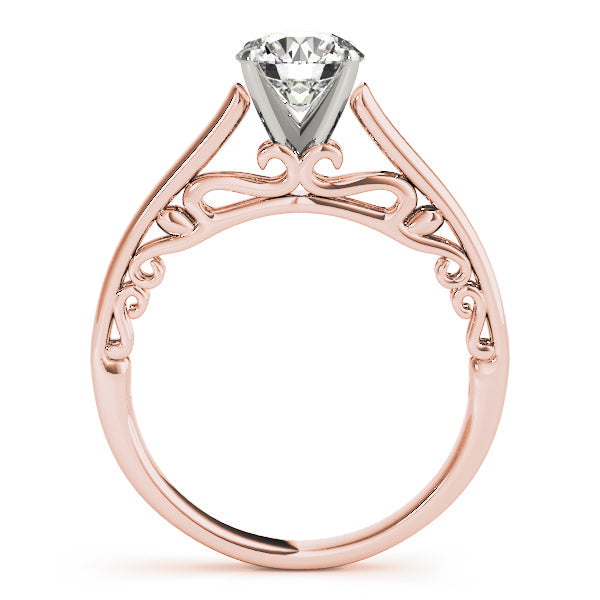 Heirloom Solitaire W Filigrie Round Diamond Engagement Ring in 10K/14K gold and platinum with certified lab-grown or natural diamonds
